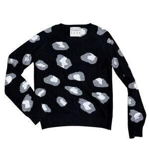 Jumper 1234 100% cashmere black and white leopard print sweater XS